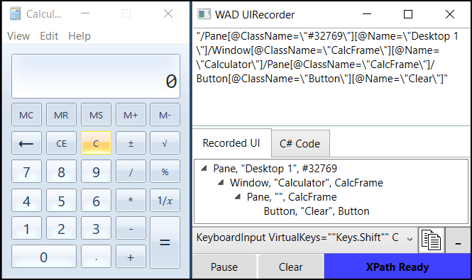Using WinAppDriver UI Recorder to get the absolute xPath for test automation