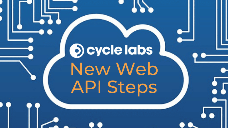 Cycle Labs graphic illustrating New Web API Steps with a cloud and circuit design