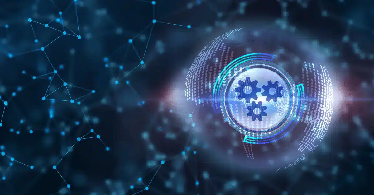 Blue gears inside a glowing network sphere, feature image for the Test Automation Readiness Checklist
