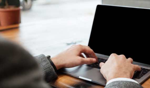 person using laptop