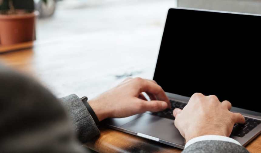 person using laptop